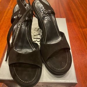 Beautiful Black suede wedge with ankle strap